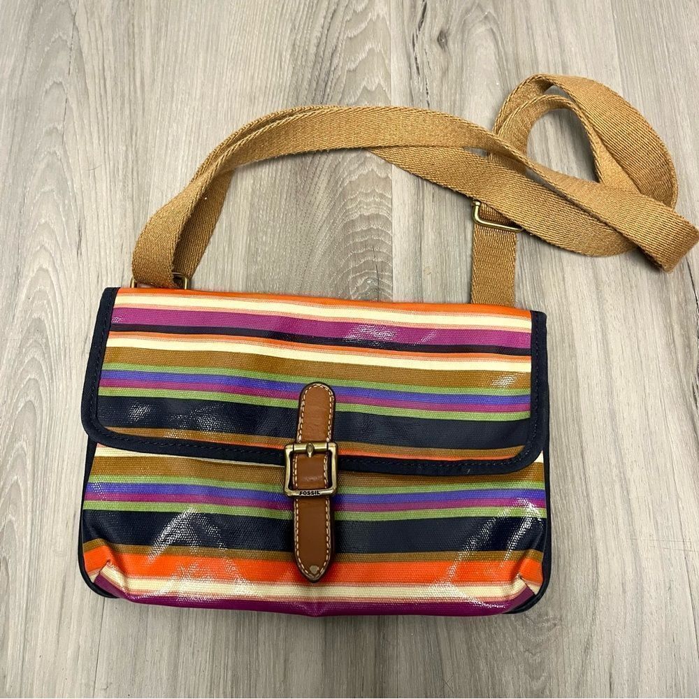 Fossil Purse Women’s OS Multicolor Striped‎ Adjustable Crossbody Bag